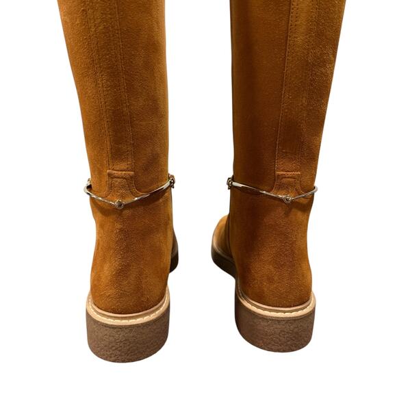 Gucci Edith Tall Knee-High Suede Riding Boots Cognac Horsebit Web EU 39 - Picture 3 of 14